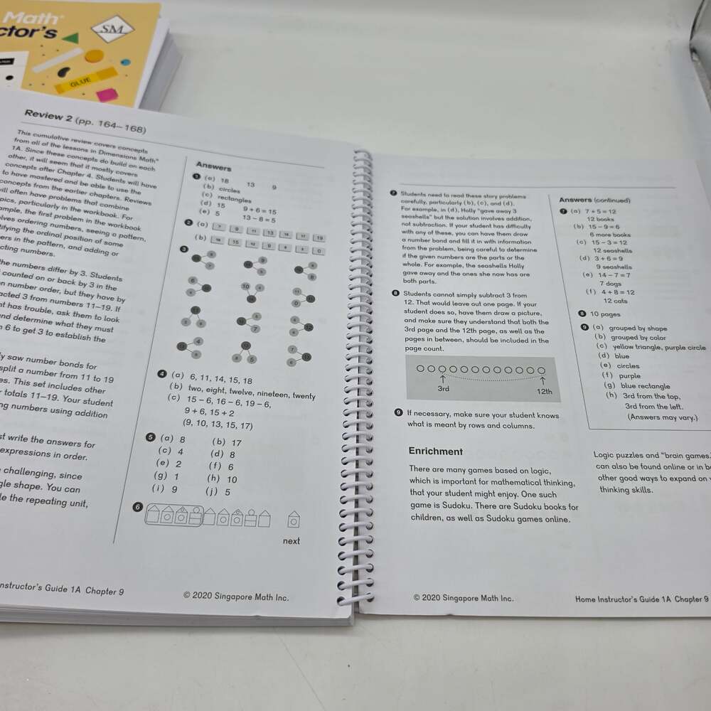 Dimensions Math 1A: Home Instructor's Guide & Printouts Set Elementary Math - Picture 7 of 7